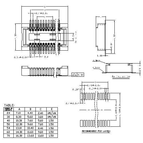 0.4mm Board to Board connector,Female, mating Height=1.5~2.0mm BB0.4F-1.5XXX04