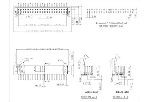 LHDR03 2.54mm Ejector Header 90°Metal Latch