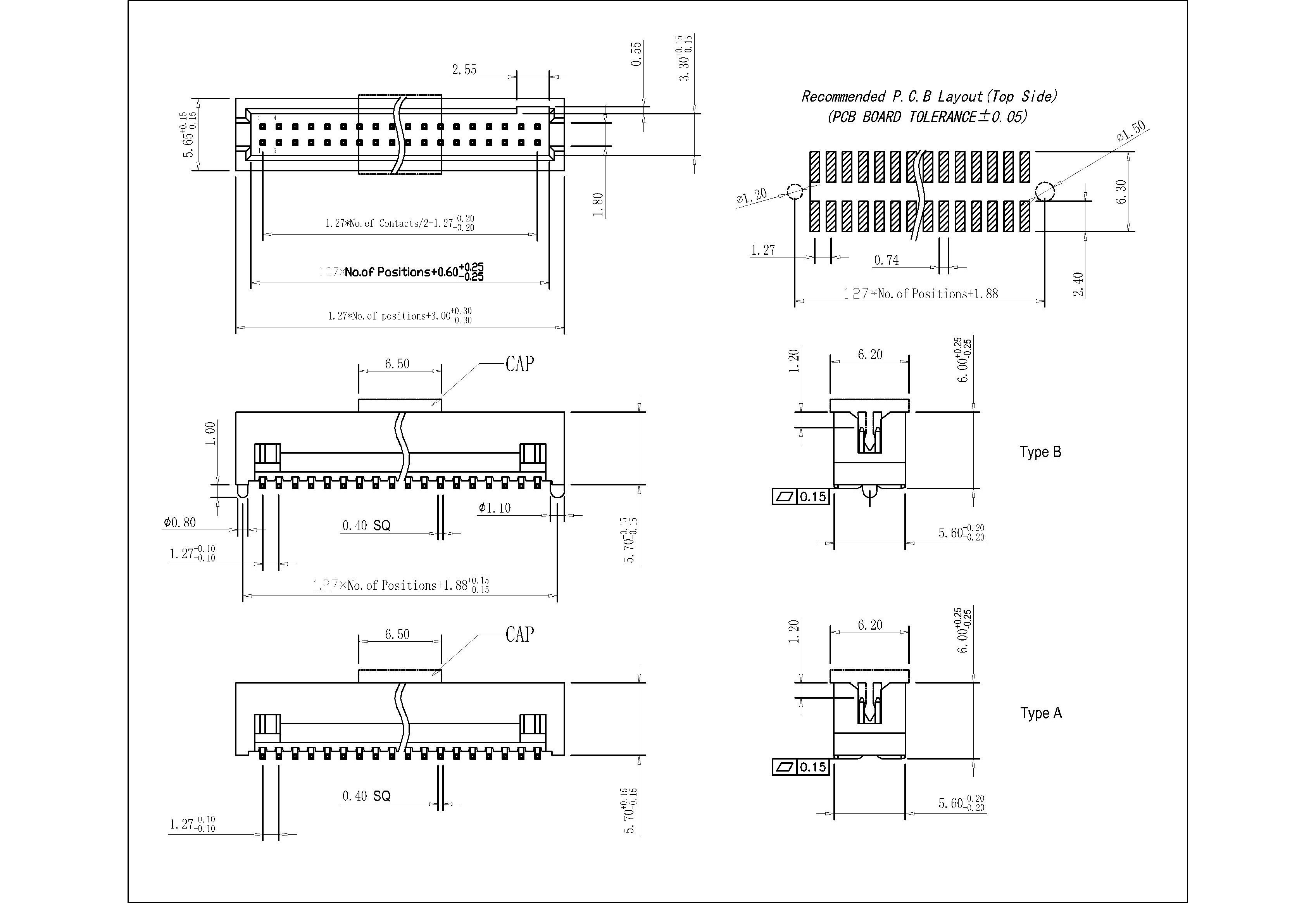 BHAM02 1.27 mm Box Header SMT H=5.70 With or Without post